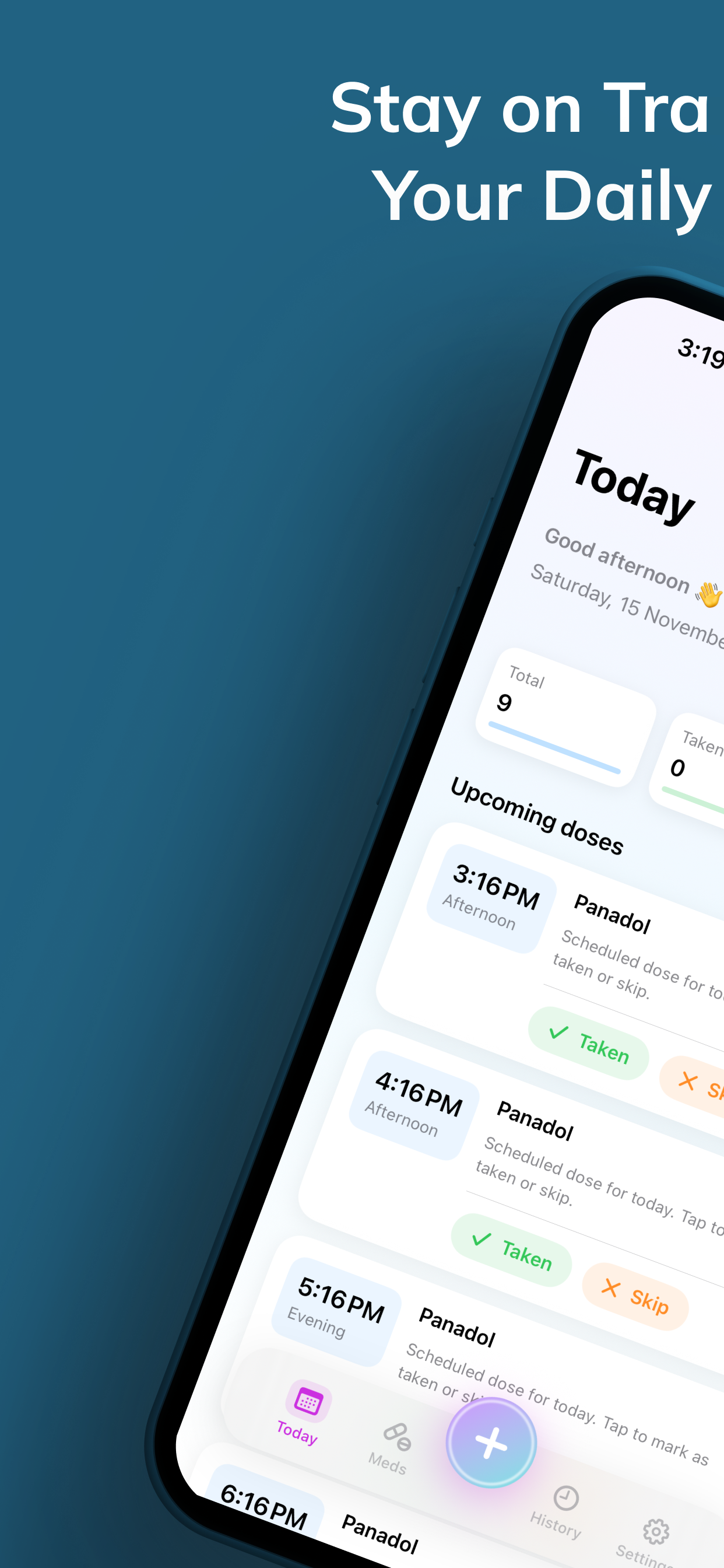 Dosetta Today view – upcoming doses