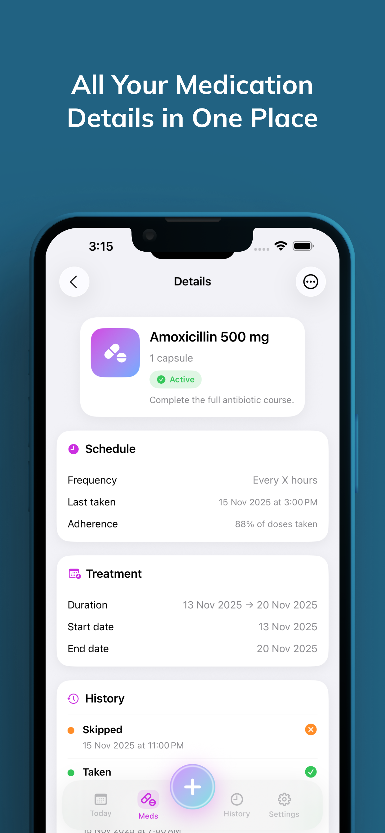 Dosetta medication details screen